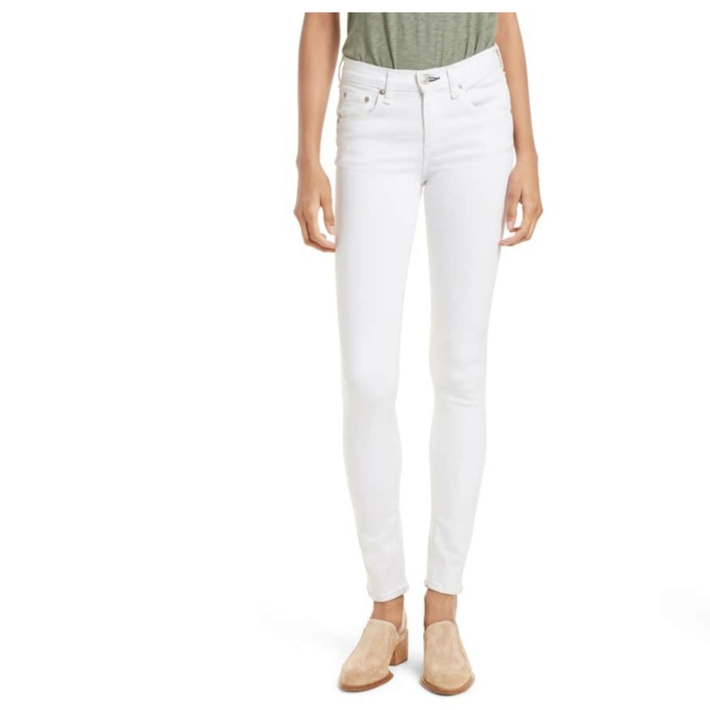 Rag & bone mid rise skinny white jeans